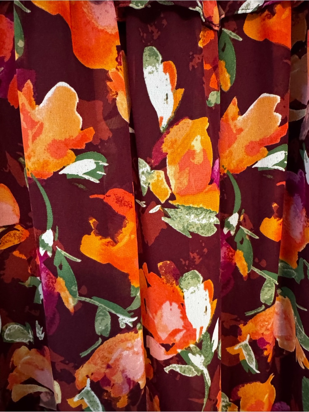 Vince Camuto Chiffon Floral Ruffle Maxi Dress Burgundy NWT Wedding Guest Size - Picture 8 of 11
